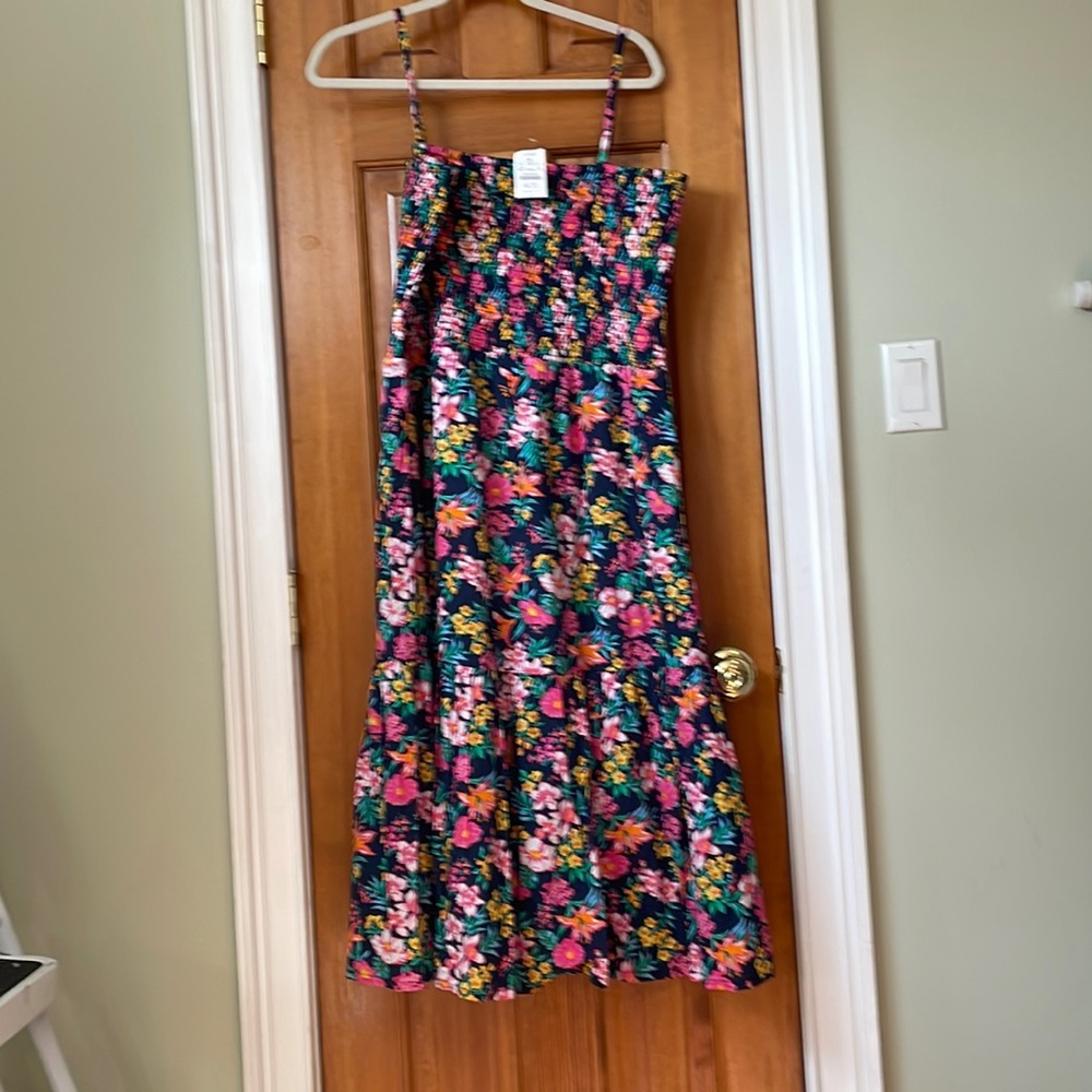J Crew Factory Smocked-top midi dress Multi Colorer Floral New With Tags